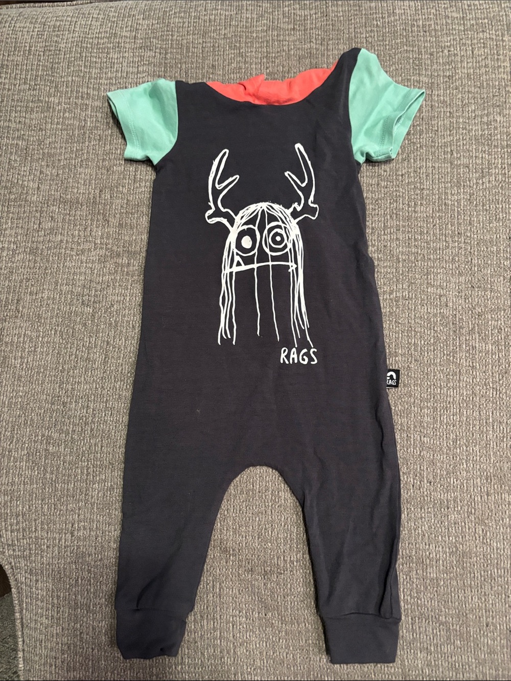 Kids Black Romper with Mint Sleeves